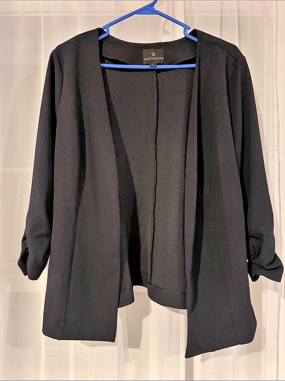 Worthington Open Front Black Blazer Size Large Like New